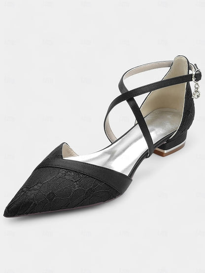 Cross-Strap Heel Blue Satin Overlay for Navy Lace with Low Shoes