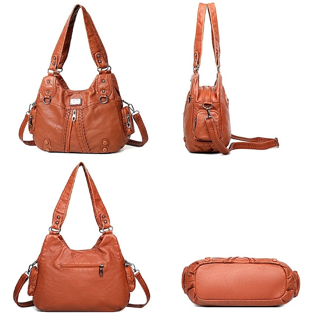 Boston Leather Handbag Shoulder Bag Women's Hobo PU