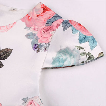 Flower Girls' Short Dress Sleeve Kids Party Floral
