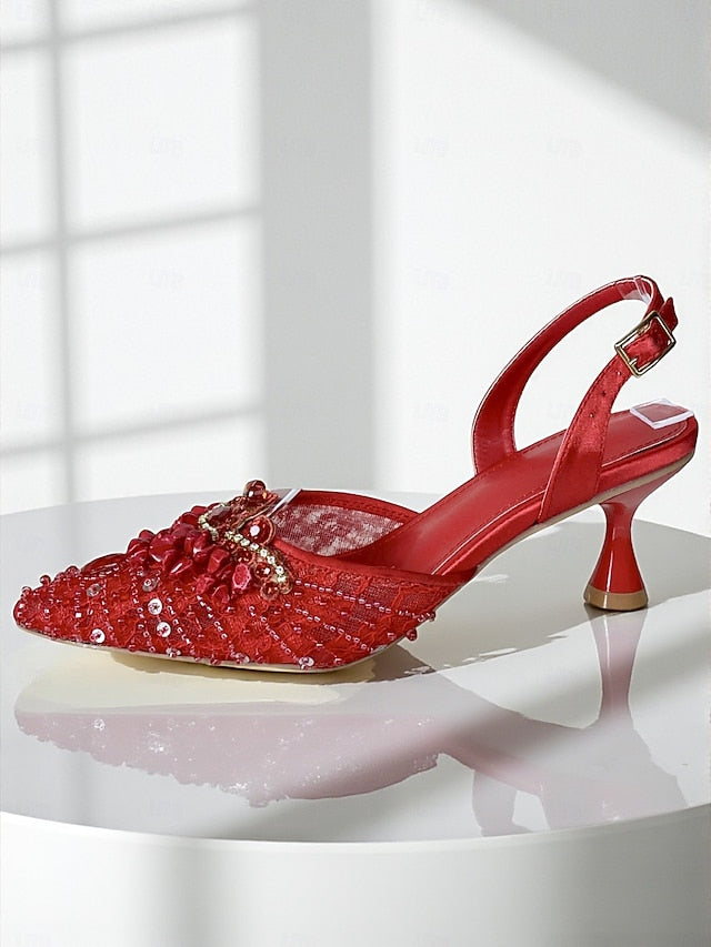 Heel Rhinestone Women's Shoes Green Set and Clutch - Bag