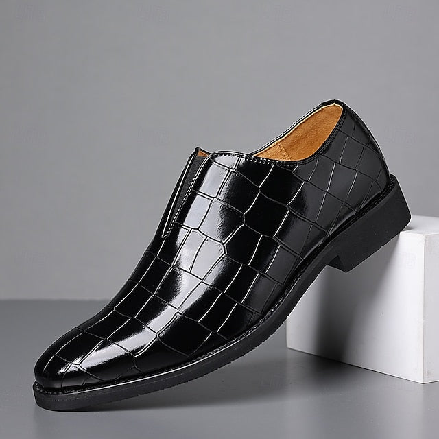 Slip-On Pattern Burgundy Men's Crocodile Shoes –