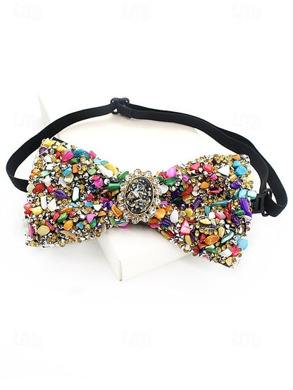 with Gemstone Strap Bow Men's Luxury Adjustable – Tie