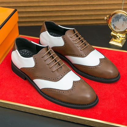 and Shoes White Two-Tone Oxford in Brogue Men's Wingtip