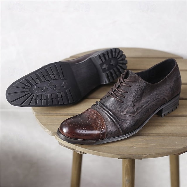 Men's Vintage Shoes Leather Oxford Genuine – Brogue