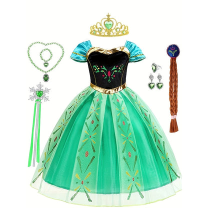Frozen Princess Party Girl Flower Anna Fairytale Theme Dress