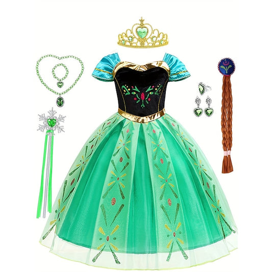 Frozen Princess Party Girl Flower Anna Fairytale Theme Dress