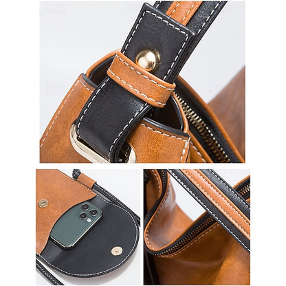 Faux Bag Women's Set Handbag 4-Piece – Leather Shoulder