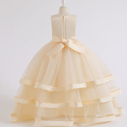Wedding Solid Sleeveless Kids Colored Party Dress Girls'