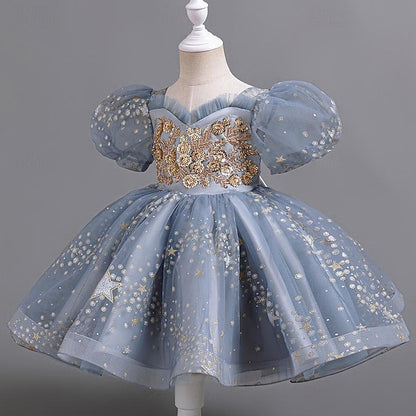 Girl Dress Floral Girls' Sequin Party Flower Kids