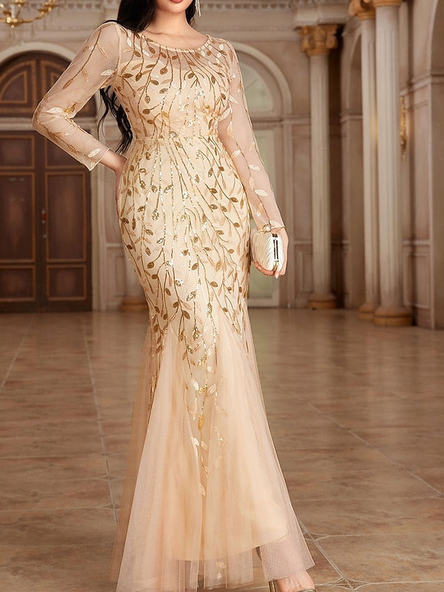 Dress Party Mother the Neck Floor Crew Bride of Elegant