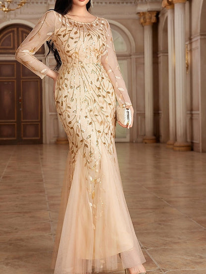 Dress Party Mother the Neck Floor Crew Bride of Elegant