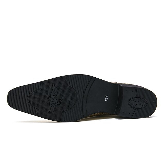 Men's Faux Oxford Shoes Metallic Gold Shiny