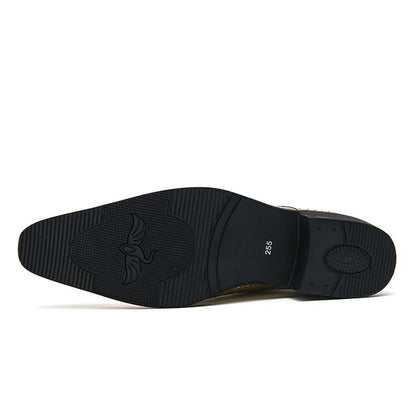 Men's Faux Oxford Shoes Metallic Gold Shiny