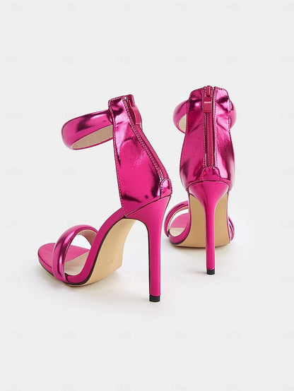 for Women Strap Ankle Fuchsia - Stiletto Heels Metallic