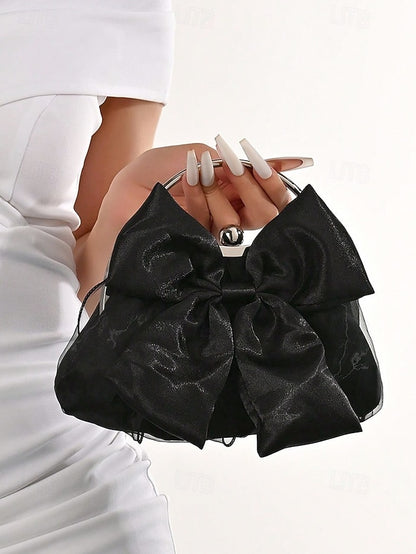 Evening Elegant Satin Bow Bag Pearl – Women's Clutch