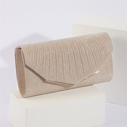 Metal Clutch Evening Gold Bag Glitter with Elegant Women's
