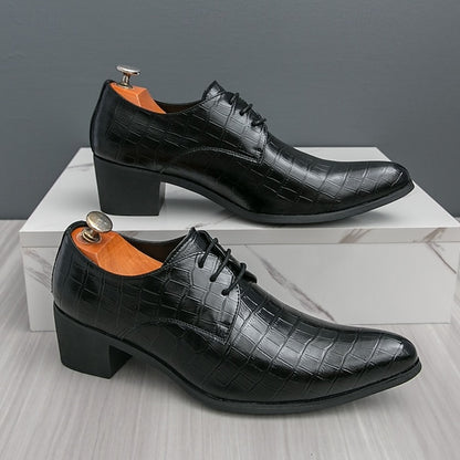 Pattern Faux Crocodile – Men's Red Shoes Leather