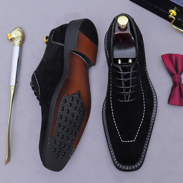 - Classic Cowhide Genuine Leather Shoes Men's Derby Suede