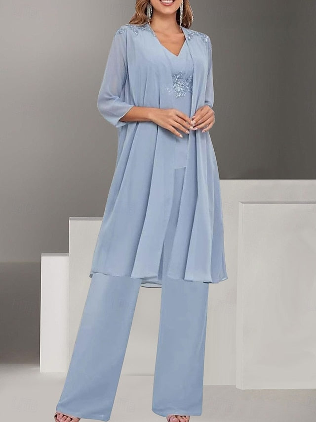 Guest Mother the 3 V Piece Elegant Wedding Simple Bride Dress of