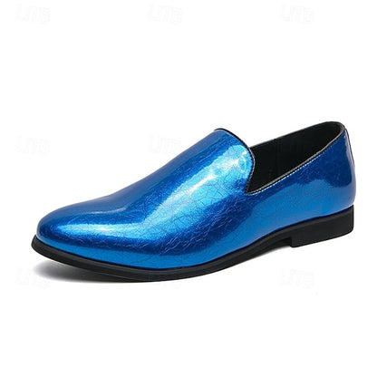 Gold Fashionable – Loafers Metallic Slip-On Men's Shiny