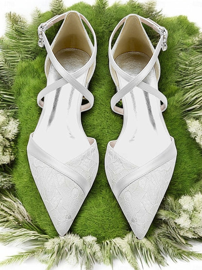 Cross-Strap Heel Blue Satin Overlay for Navy Lace with Low Shoes