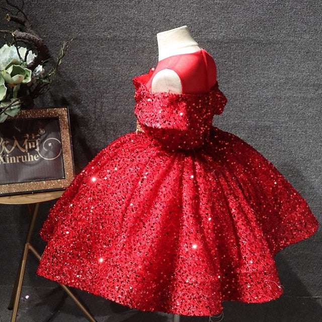 Short Dress Solid Color Sleeve Kids Girls' Party