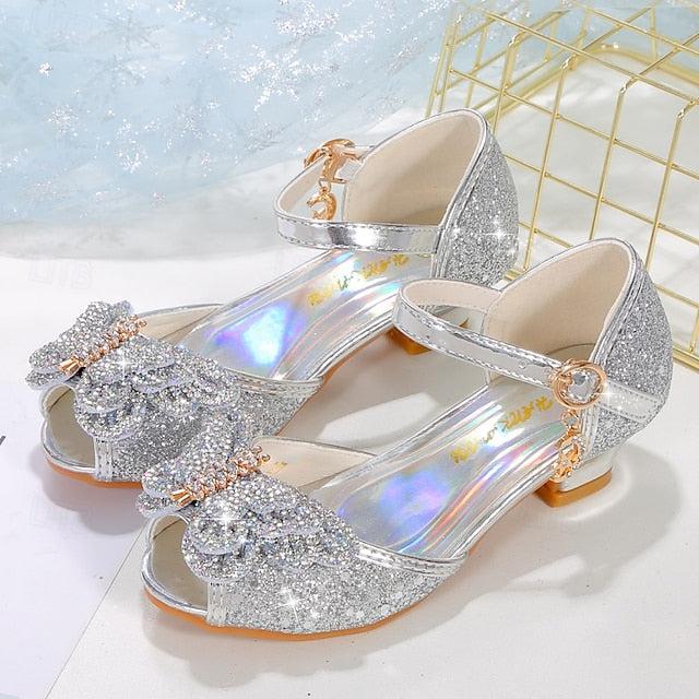 Shoes Glitter Princess Sparkly Bowknot Girls' Silver –