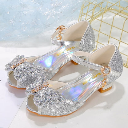 Shoes Glitter Princess Sparkly Bowknot Girls' Silver –