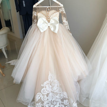 Flower Solid Girls' Kids Girl Long Color Party Dress