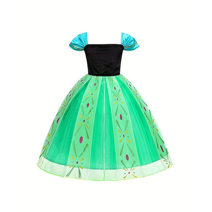 Party Princess Girl Anna Frozen Dress Fairytale Theme Flower