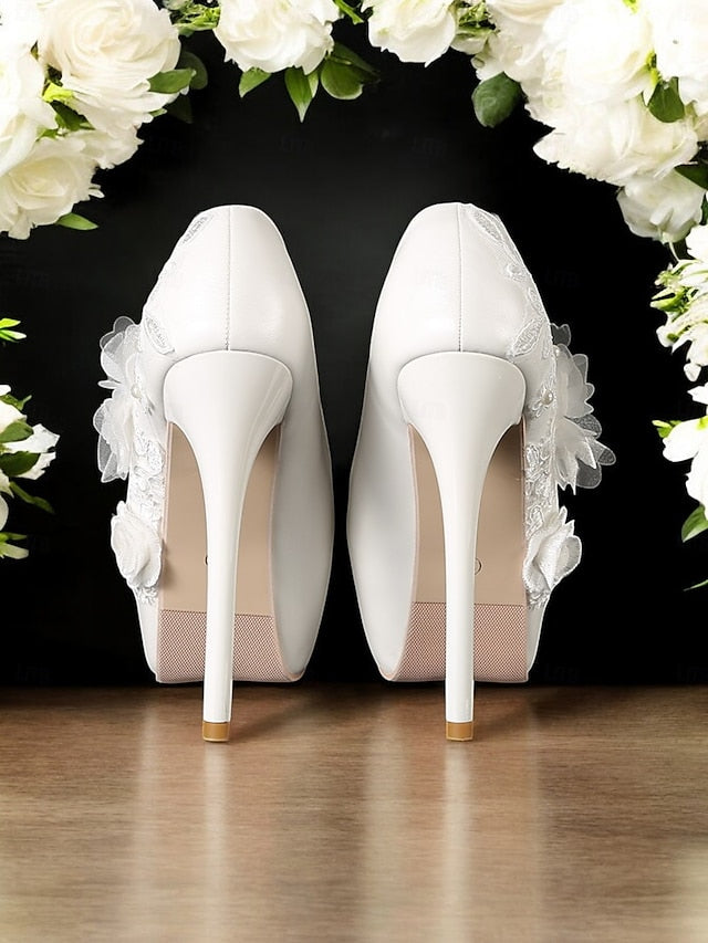 with Floral Shoes Embellishments Wedding Lace White