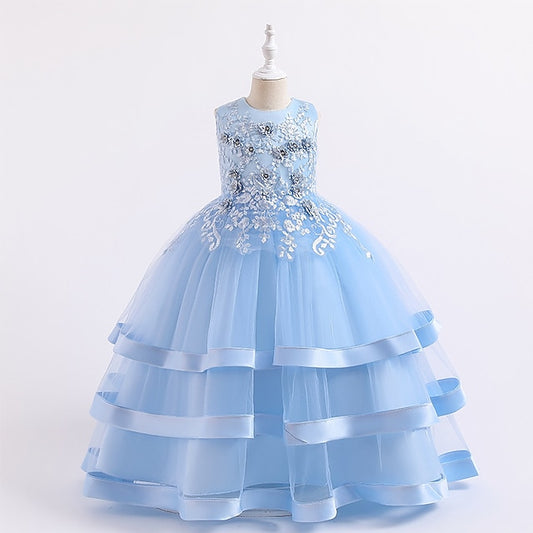 Wedding Solid Sleeveless Kids Colored Party Dress Girls'