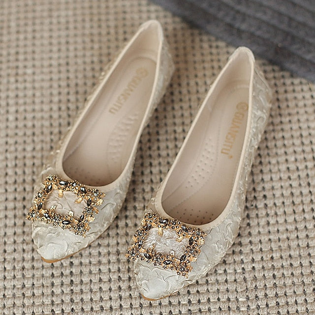 - Flats Floral Women's Crystal Embellished Wedding Foldable
