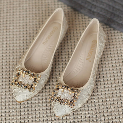 - Flats Floral Women's Crystal Embellished Wedding Foldable