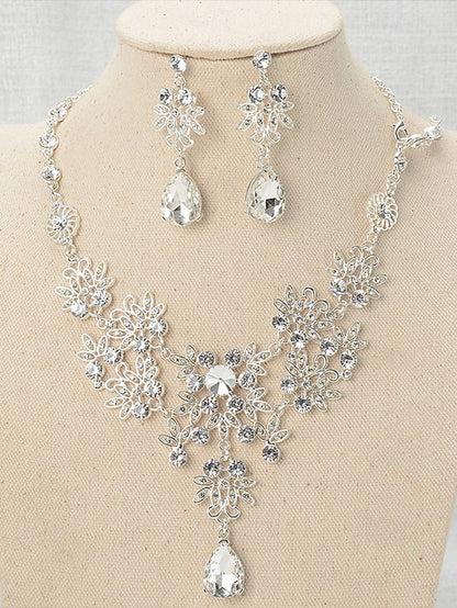 Jewelry and Tiara Elegant Silver Rhinestone Set – Women's