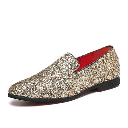 Men's with and Silver Slip-On Glitter Design Loafers