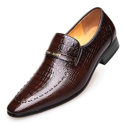 Loafers Crocodile Leather Faux Men's Brown Pattern -