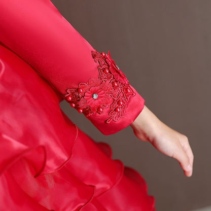 Kids Special Flower Sleeve Party Girls' Dress Wedding Long