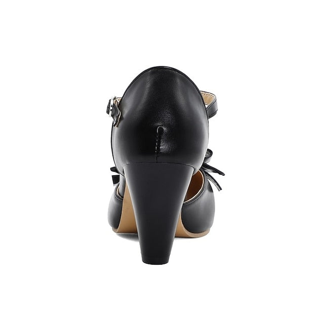 Heels Retro Green Chunky 1950s T-Strap Vintage Bow – Mint with