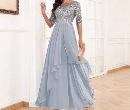 the Bride Crew Mother Floor Simple Elegant Neck of Dress