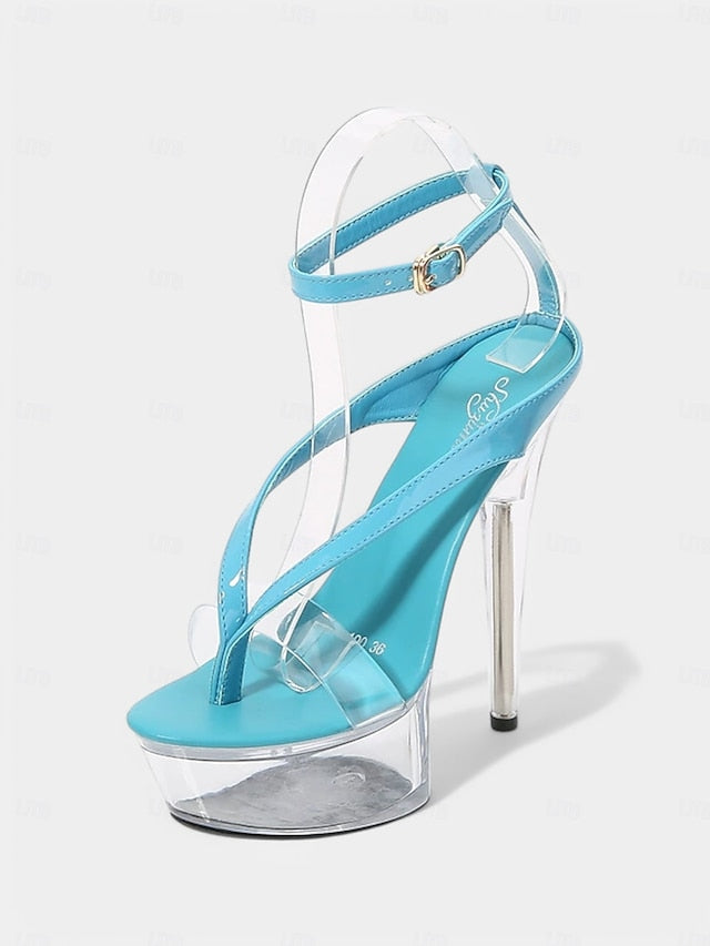 Sexy – Platform Nightclub Sandals Lavender Heel Clear