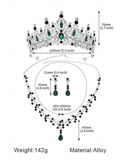 Set and Necklace Crown Tiara Diamond Sparkling Gold-Plated –