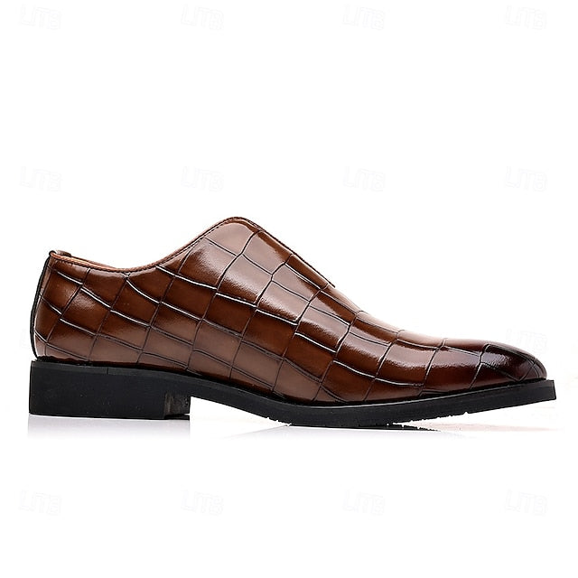 Slip-On Pattern Burgundy Men's Crocodile Shoes –