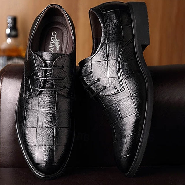 Black Pattern Crocodile Classic Shoes Men's