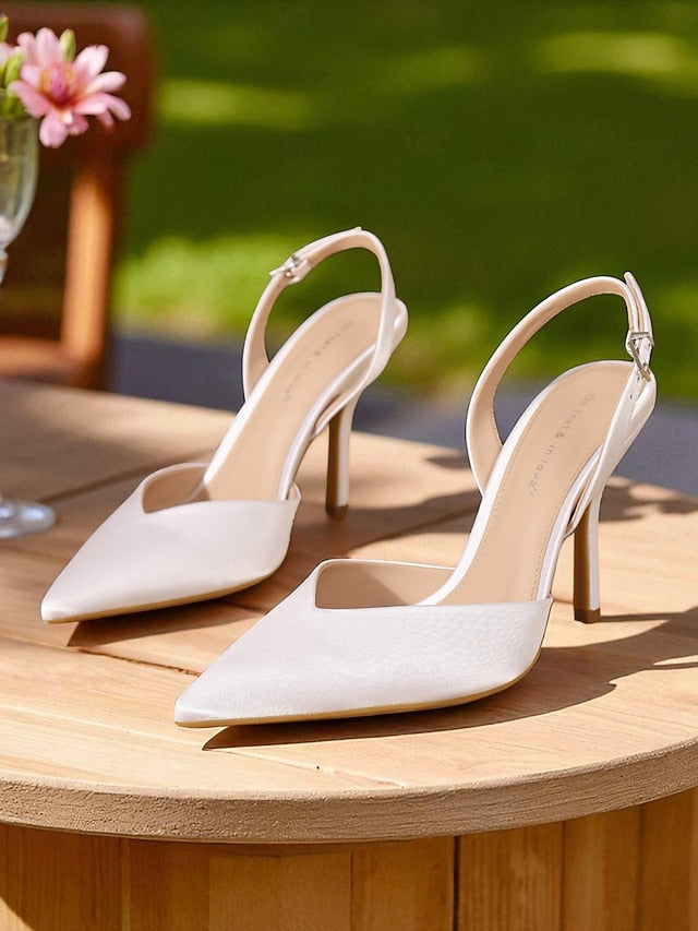 Women's Toe Elegant - Satin Pointed Heels Purple Slingback