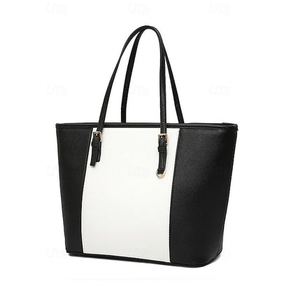 Faux Brown Leather Large Bag Classic Women's Tote -