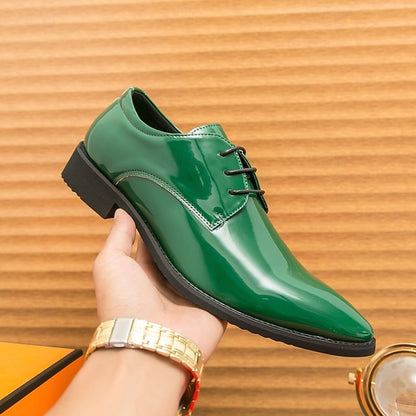 Patent Formal Green – for Men Lace-Up Shoes Leather Glossy