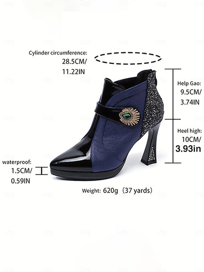 Ankle High Heel Glitter Boots Women's