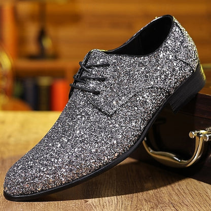 – Shoes Purple Bold Statement Lace-up Glitter Party Men's