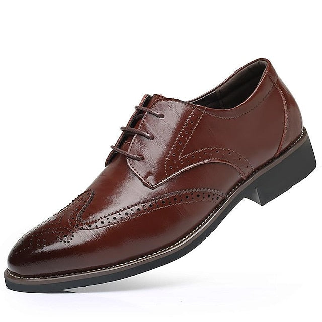 Blue Brogue with Shoes Faux Oxford Classic Leather Men's